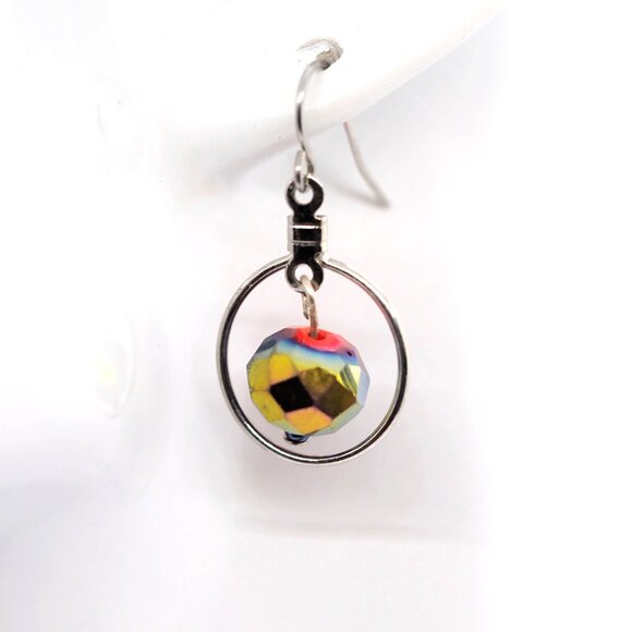 Red Round Earrings - Picture 2 of 5